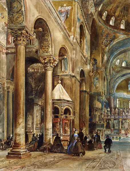 Interior of the Basilica di San Marco, Venice, 1884 (watercolour)