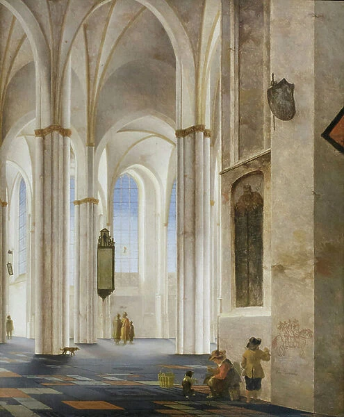 The interior of the Buurkerk at Utrecht, 1644 (oil on oak)