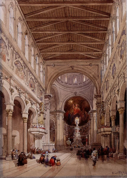 Interior of the Cathedral, Messina, 1839 (pencil & w  /  c on wove paper)