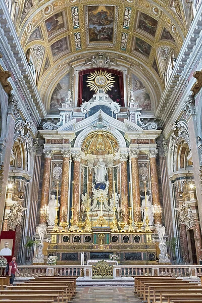 Interior of the church of Gesu Nuovo, Naples, Italy (photo)