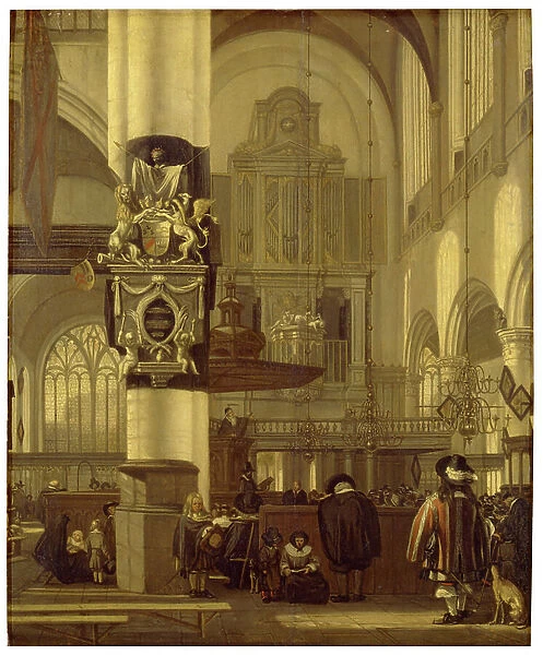 Interior of a church (oil on panel)