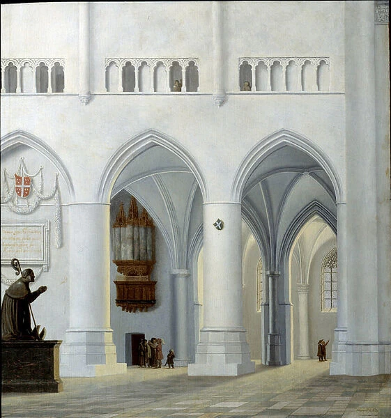 Interior of the Church of Saint Bavon in Haarlem Painting by Pieter Jansz Saenredam