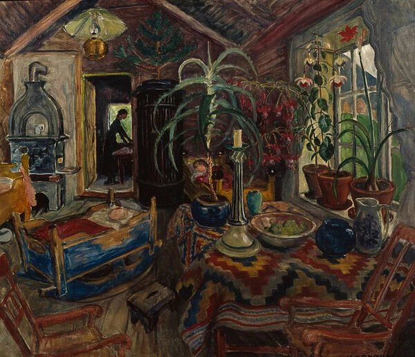 Interior with a Cradle, c. 1925 (oil on canvas)