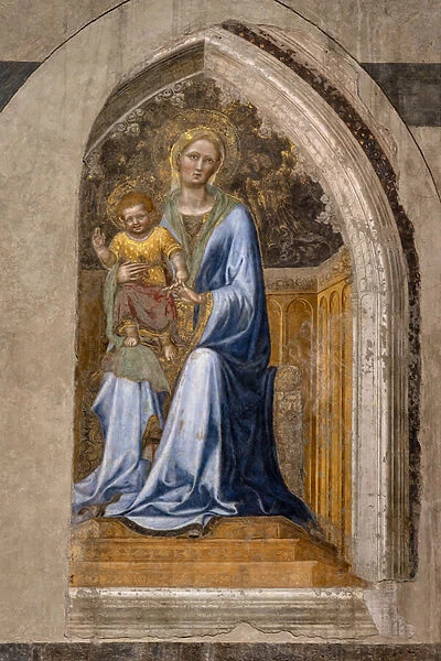 The interior: 'Enthroned Madonna with Child and angels', By Gentile da Fabriano, 1425, fresco