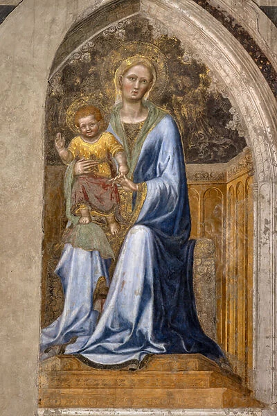 The interior: 'Enthroned Madonna with Child and angels', By Gentile da Fabriano, 1425, fresco