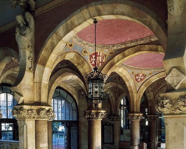 Interior of the entrance pavilion of the Hospital of the Holy Cross and St