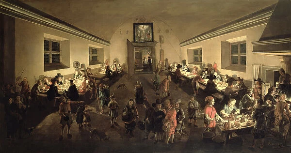 Interior of an Inn with men dining