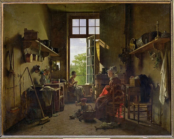 Interior of a Kitchen, 1815 (oil on canvas)