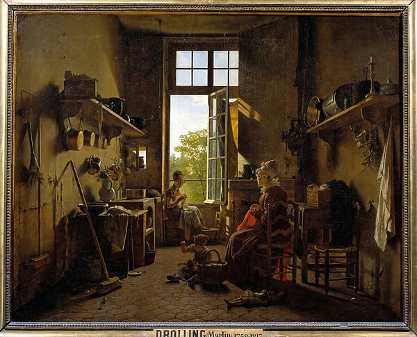 Interior of a Kitchen Painting by Martin Drolling (1752-1817) 1815 Sun. 0, 65x0, 8 m