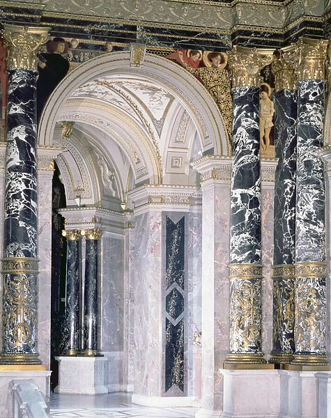 Interior of the Kunsthistorisches Museum in Vienna, detail depicting archway
