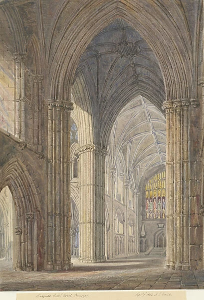 Interior of Lichfield Cathedral - North Transept: water colour painting