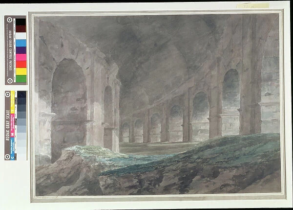 Interior of the Lower Ambulatory of the Colosseum, Rome, 1778 (w  /  c on paper)