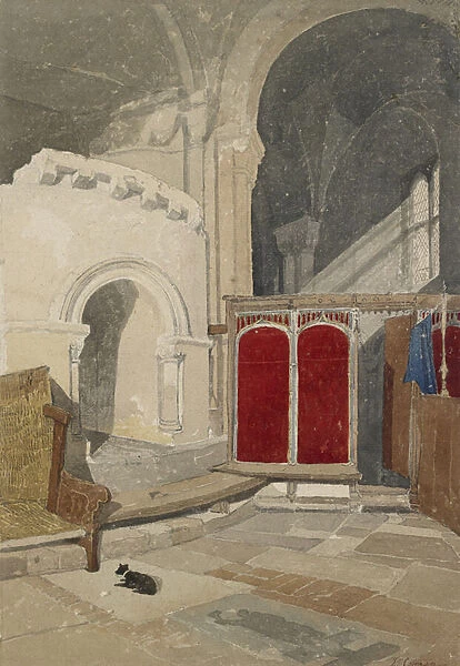 Interior of Norwich Cathedral, 19th century (w  /  c on paper)