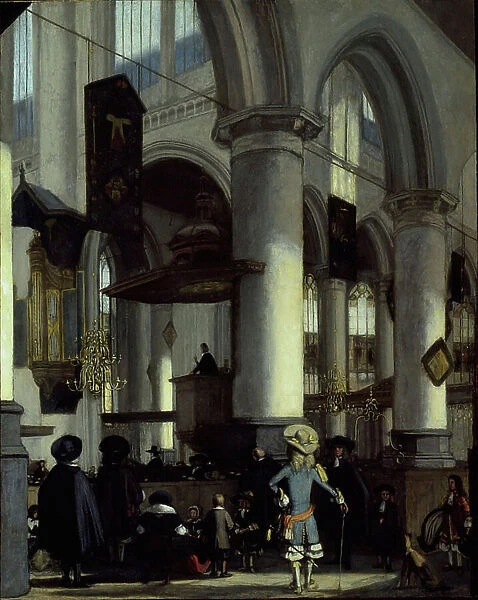 Interior of the Oude Kerk, Delft, c.1680 (oil on panel)