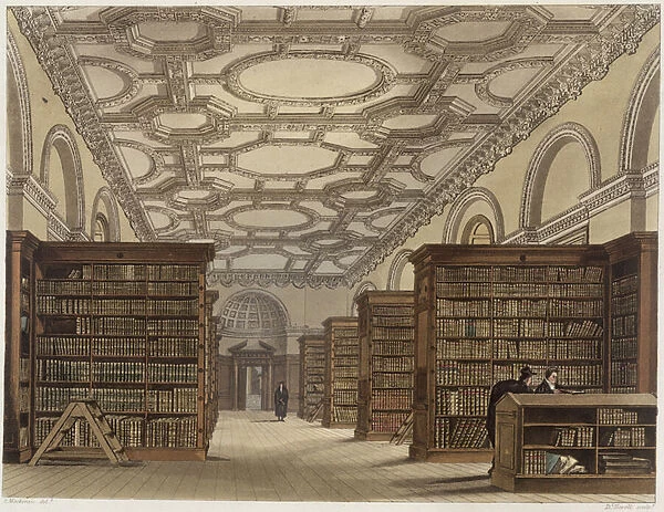 Interior of the Public Library, Cambridge, from The History of Cambridge