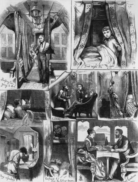 Framed Print : Interior of a Pullman Train, 1874 (engraving) Framed Print : Interior of a Pullman Train, 1874 (engraving)