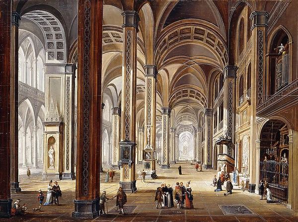 The Interior of a Renaissance Cathedral, (oil on panel)