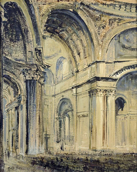 Interior of St Pauls Cathedral (oil on canvas laid on board)