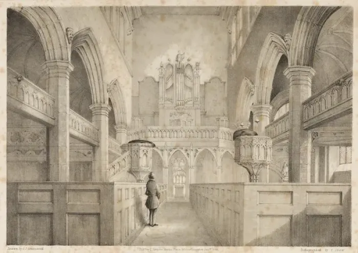 Framed Print : The Interior of St. Peter s, Wolverhampton, engraved by I. Shaw, 1848 (litho)