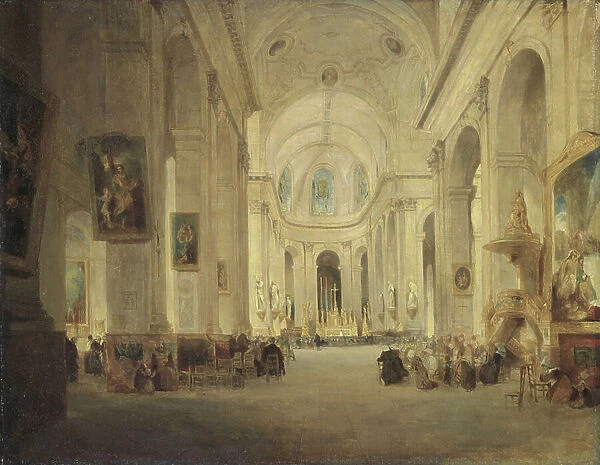 Interior of St. Sulpice, Paris, 1834 (oil on canvas)