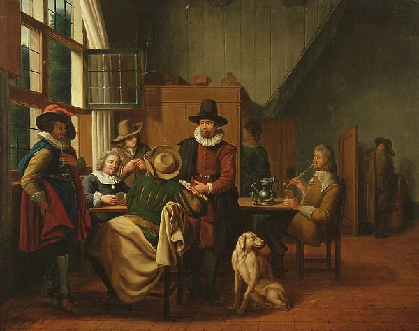 Interior of a tavern (oil on canvas)