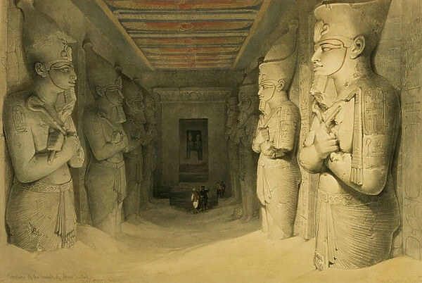 Interior of the Temple of Abu Simbel, from 'Egypt and Nubia', Vol. 1 (litho)