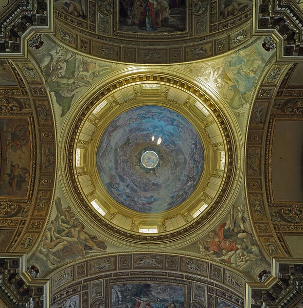 Interior view of cupola of Maderno with frescoes, 1621-1625