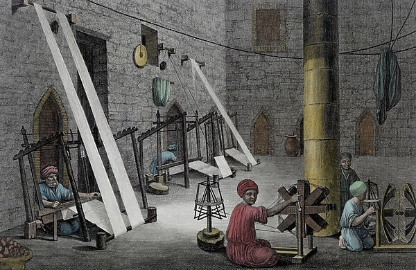 Interior of a Weavers Workshop, from Volume II Arts and Trades of