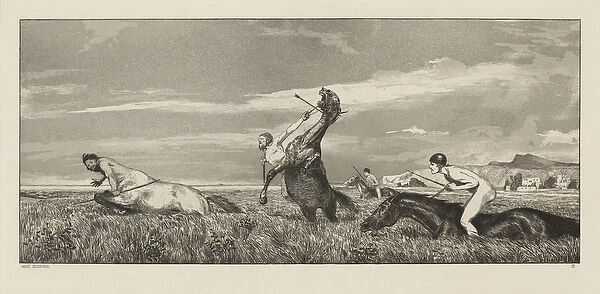 Intermezzi, Opus IV, Bl. 3: Centaur Pursued, 1881 (etching & aquatint)