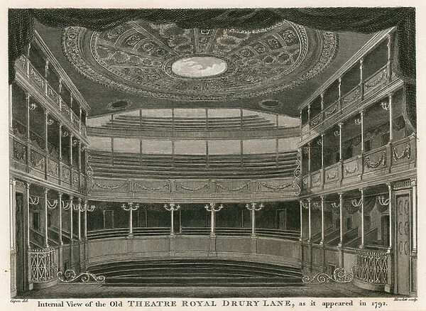 Internal view of the old Theatre Royal, Drury Lane, London, as it appeared in 1792 (engraving)
