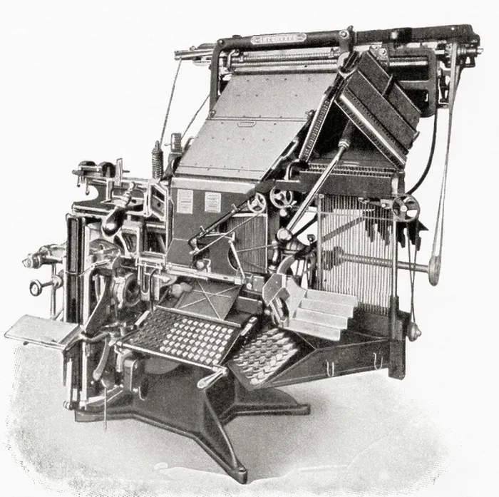 Framed Print : The Intertype interlocking typecasting machine, from Meyers Lexicon, pub. 1927 Framed Print : The Intertype interlocking typecasting machine, from Meyers Lexicon, pub. 1927