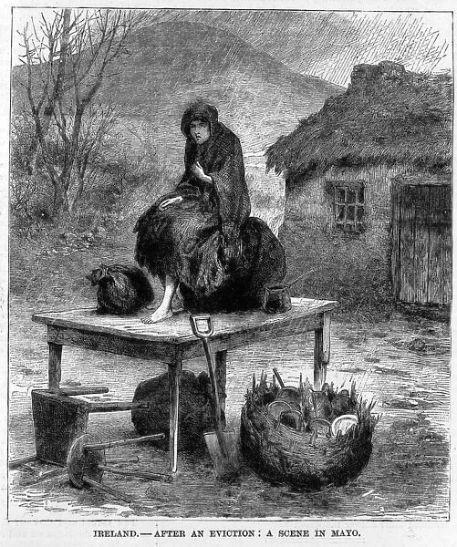 Ireland. After an eviction: a scene in Mayo, 1886 (engraving)