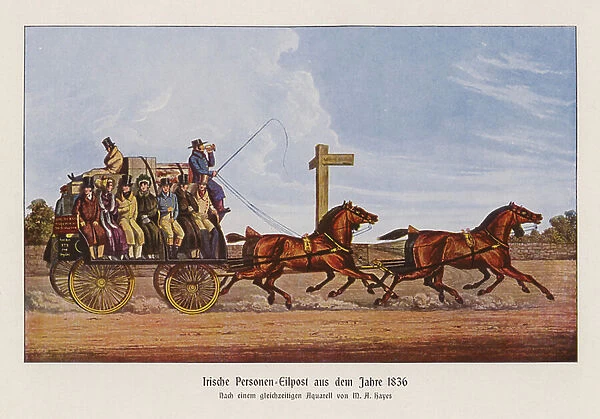 Irish Express Passenger Mail, 1836 (colour litho)