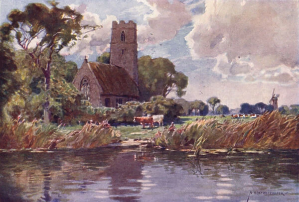 Irstead Church, Norfolk (colour litho)