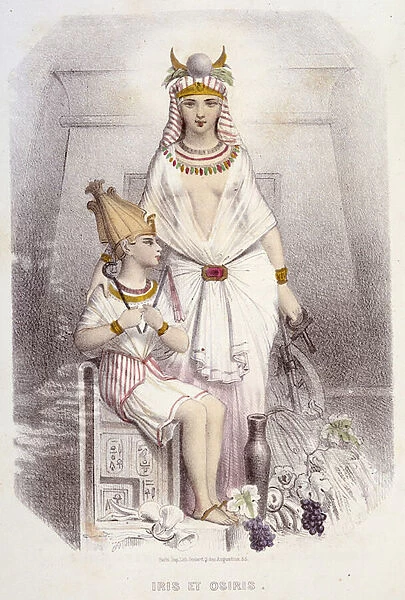 Isis and Osiris, illustration from Muses et Fees, 1851 (colour litho)