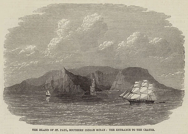 The Island of St Paul, Southern Indian Ocean, the Entrance to the Crater (engraving)