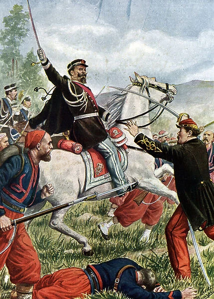Italian Campaign: 'The Battle of Solferino and San Martino on 24  /  06  /  1859'King Victor-Emmanuel (Victor Emmanuel) (Vittorio Emanuele) II of Savoy (King Victor Emmanuel during the Battle of Solferino)