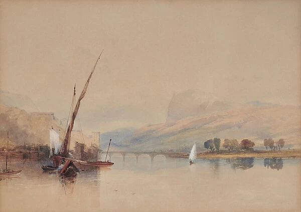 Italian Lake Scene, 1850 (Watercolour)