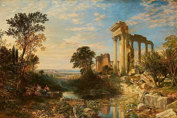 Italian Landscape With Figures By Ruins (oil on canvas)
