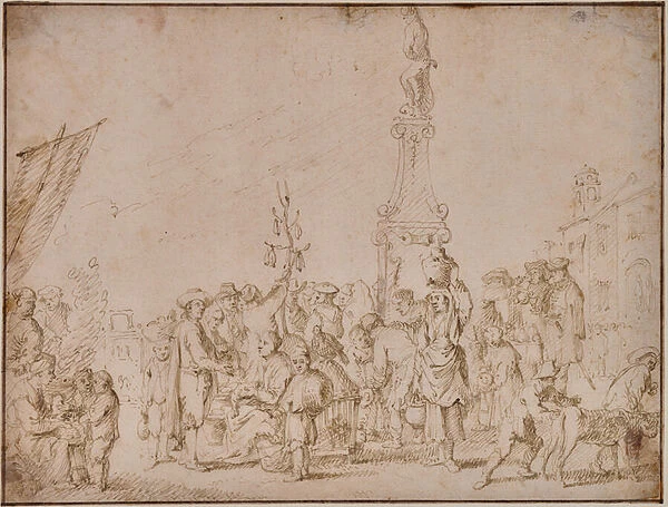 Italian market scene, 1625 (Ink)