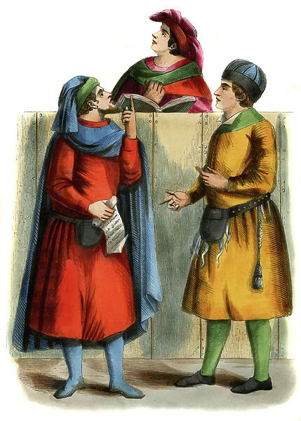 Italian merchants - male costume from 14th century