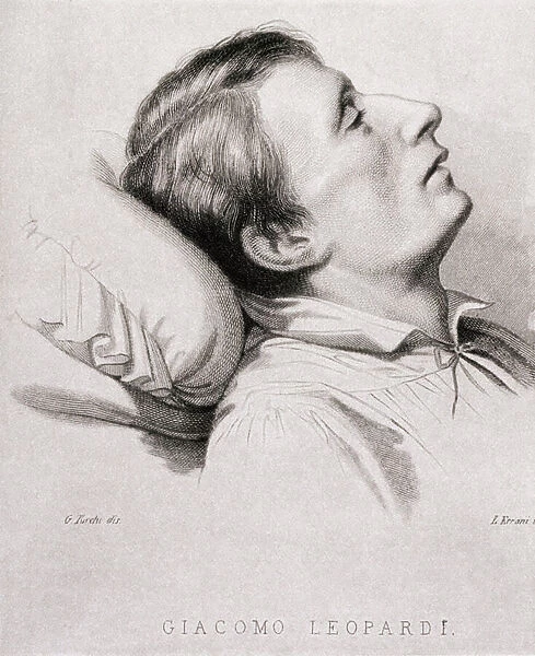 The Italian poet Giacomo Leopardi (1798-1837) on his deathbed