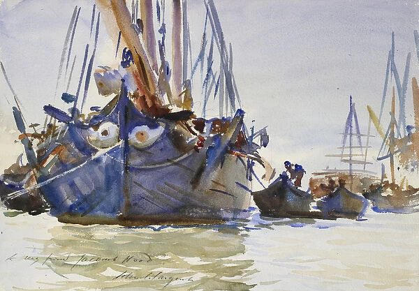 Italian sailing Vessels at Anchor (watercolour over indications in graphite on rough