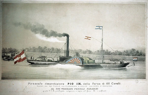 Italian steamer tug Pio IX (19th century print)