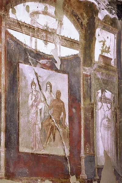 Italy: Archaeological Site of Pompei at the foot of the Vesuve: Fresco