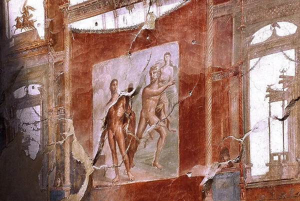 Italy: Archaeological Site of Pompei at the foot of the Vesuve: Fresco