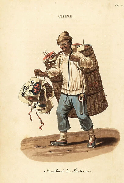 Itinerant seller of paper lanterns, China, 18th century. 1822 (engraving)