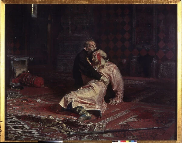 Ivan IV le Terrible (1530-1584) etreint son fils Ivan Ivanovich (1554-1581) qu il vient de blesser mortellement lors d une dispute, le vendredi 16 novembre 1581