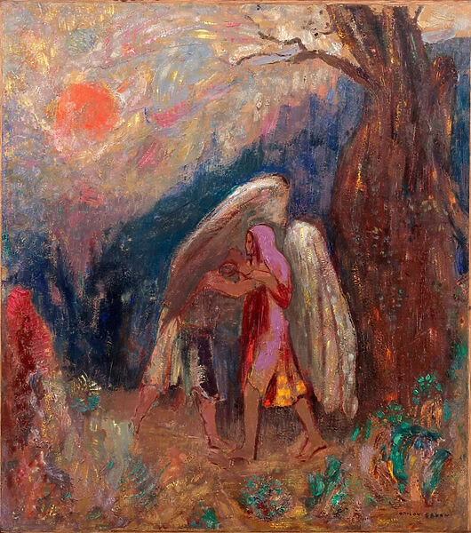 Jacob et l ange. Peinture de Odilon Redon (1840-1916), huile sur toile, vers 1907. Art francais, 20e siecle, symbolisme. Museum of Modern Art, New York (USA)
