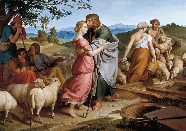 Jacob meets Rachel, Labans daughter by a well, 1836 (oil on canvas)